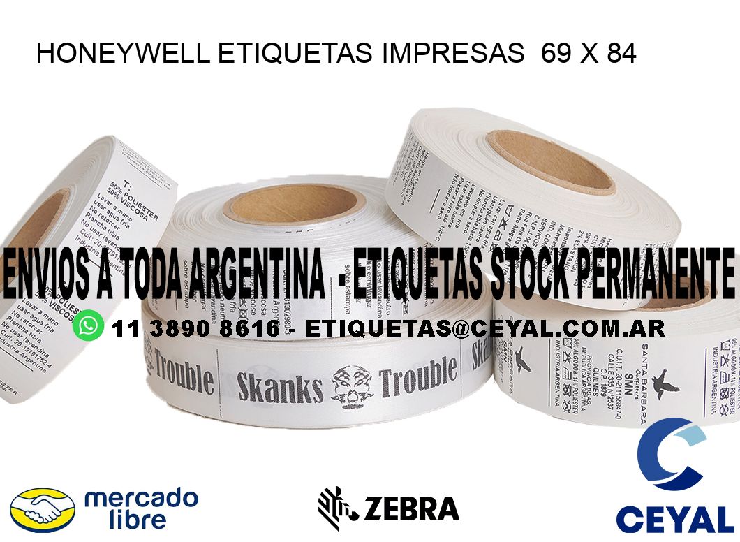 HONEYWELL ETIQUETAS IMPRESAS  69 x 84