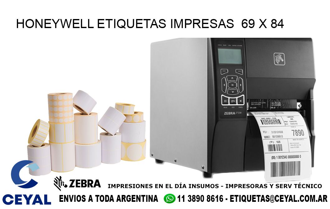 HONEYWELL ETIQUETAS IMPRESAS  69 x 84