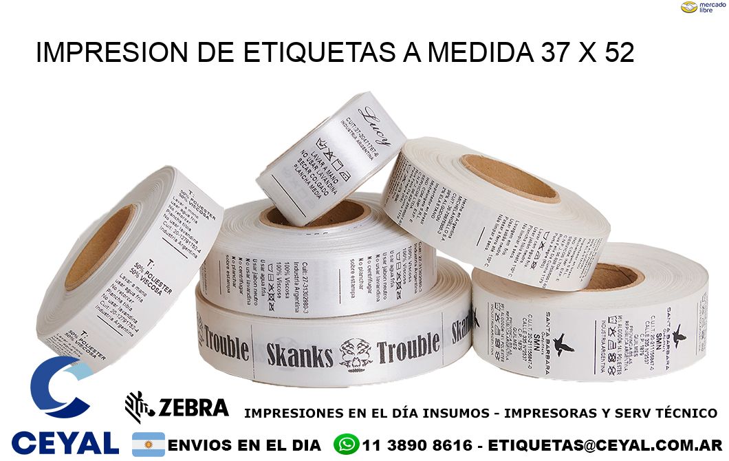 IMPRESION DE ETIQUETAS A MEDIDA 37 x 52