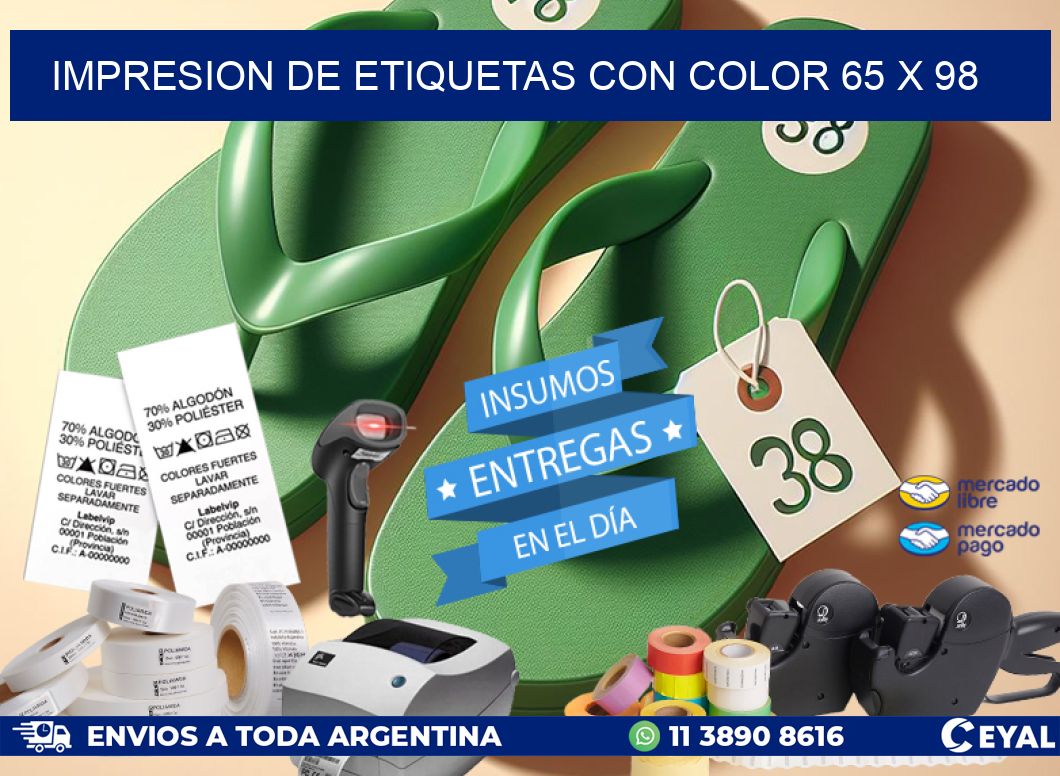 IMPRESION DE ETIQUETAS CON COLOR 65 x 98