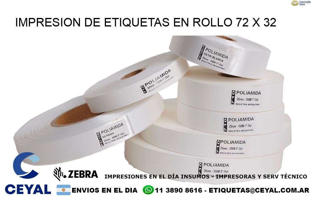 IMPRESION DE ETIQUETAS EN ROLLO 72 x 32