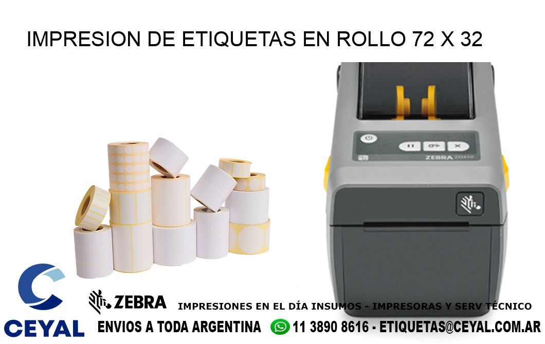 IMPRESION DE ETIQUETAS EN ROLLO 72 x 32