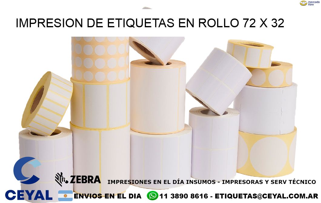 IMPRESION DE ETIQUETAS EN ROLLO 72 x 32