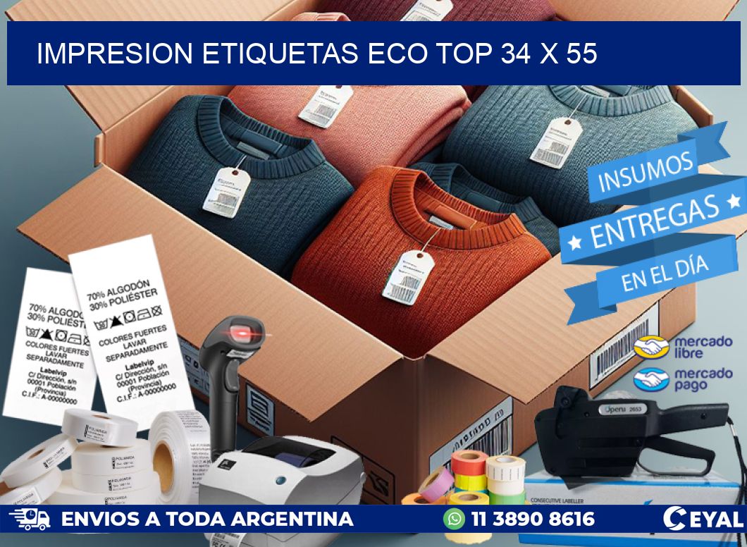 IMPRESION ETIQUETAS ECO TOP 34 x 55