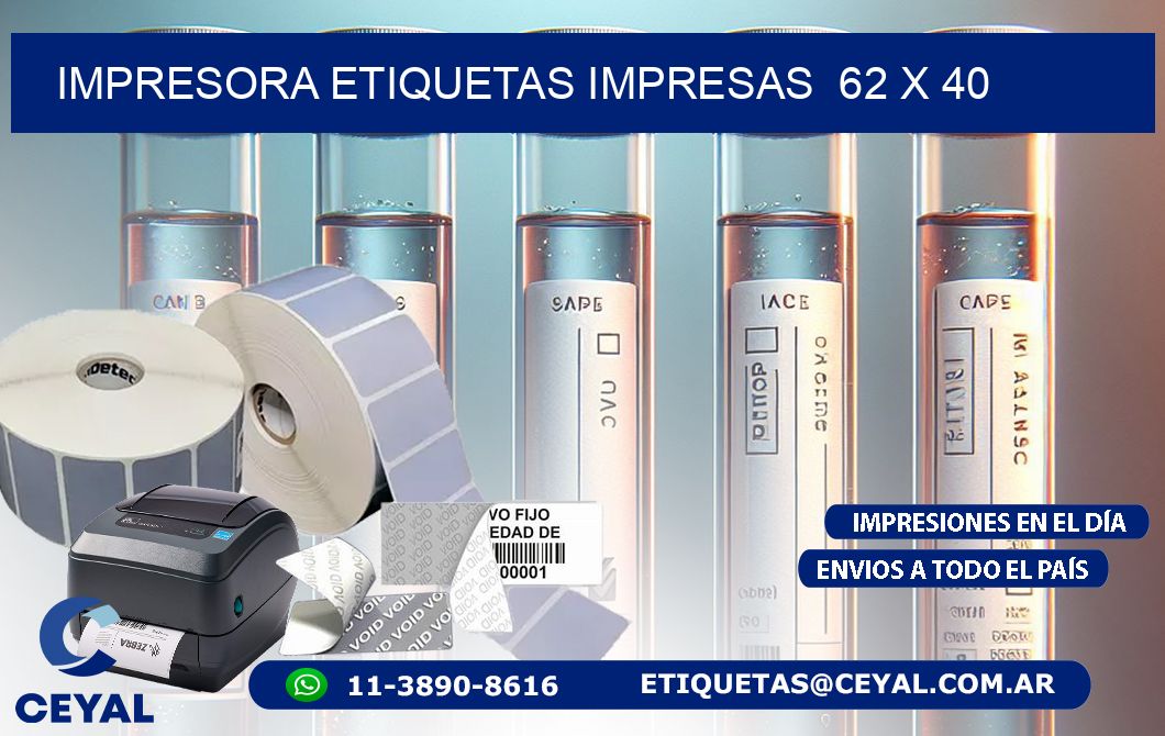 IMPRESORA ETIQUETAS IMPRESAS  62 x 40