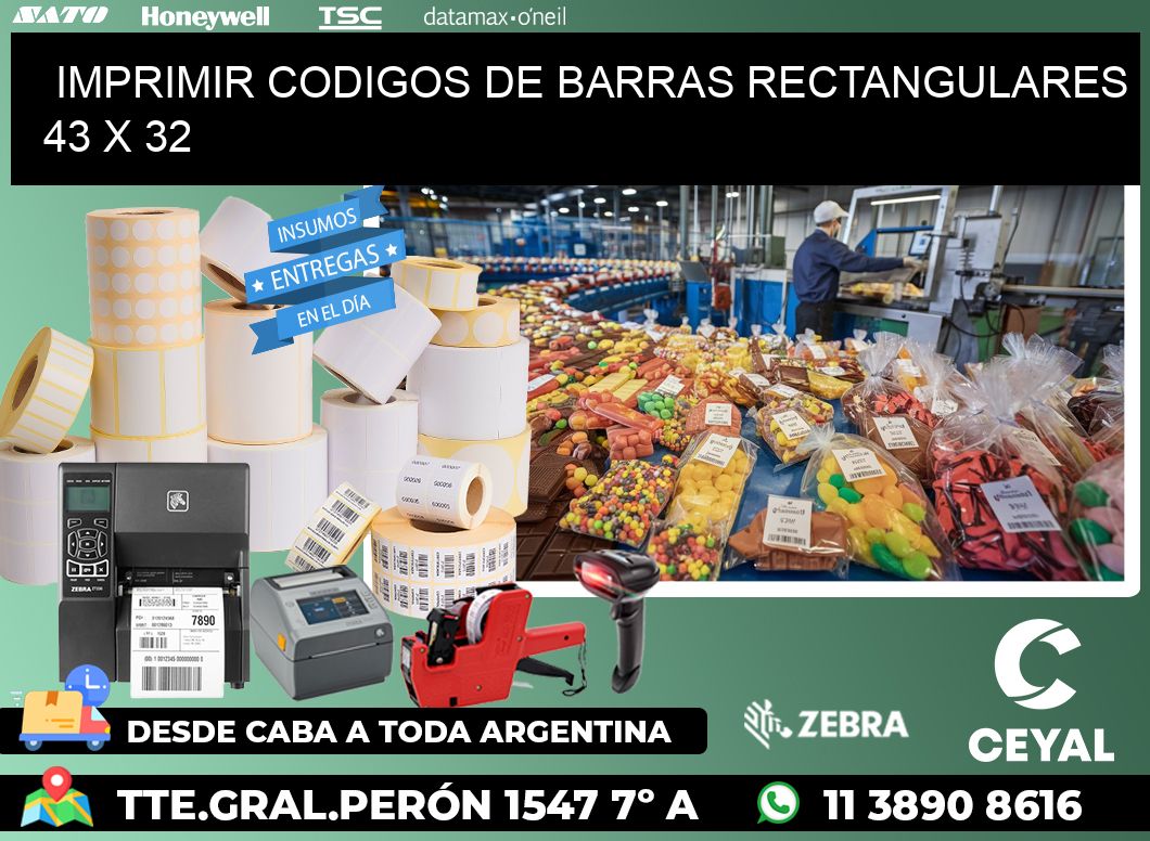 IMPRIMIR CODIGOS DE BARRAS RECTANGULARES 43 x 32