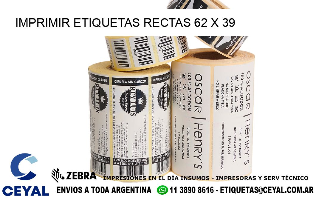 IMPRIMIR ETIQUETAS RECTAS 62 x 39