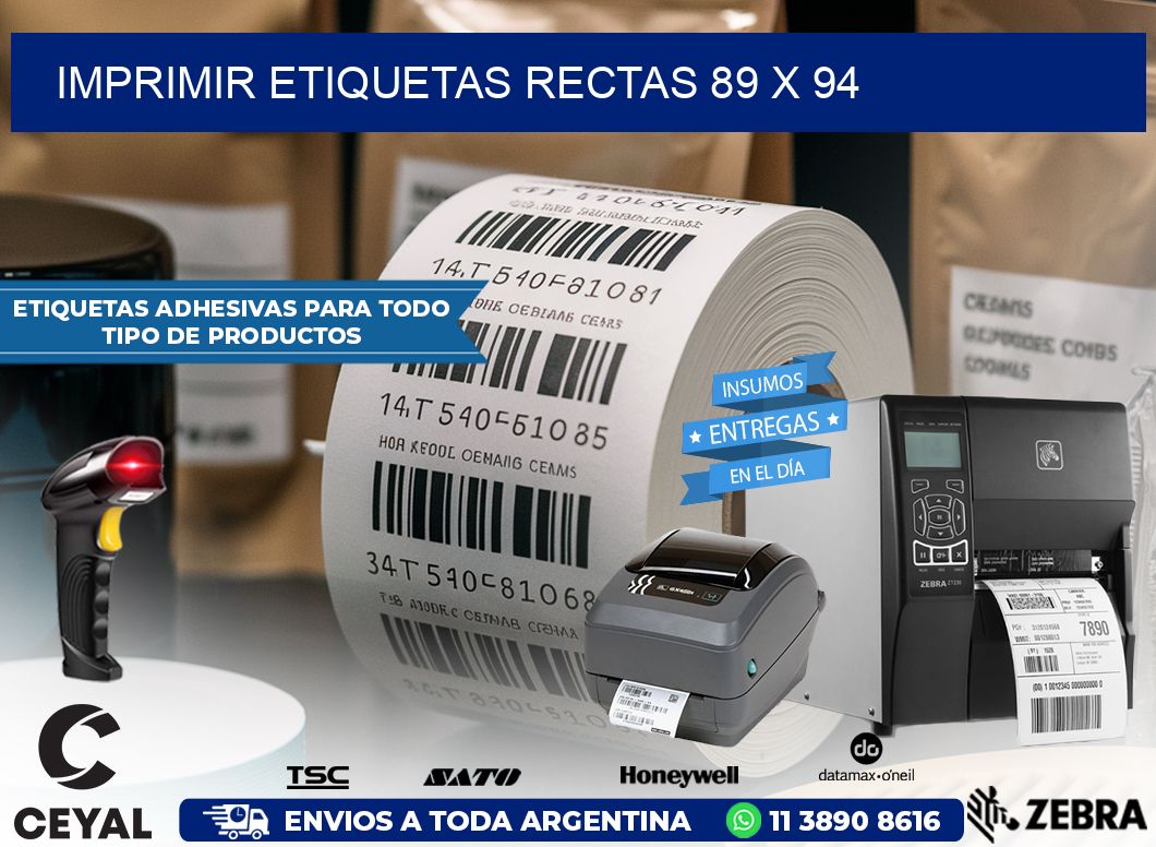 IMPRIMIR ETIQUETAS RECTAS 89 x 94