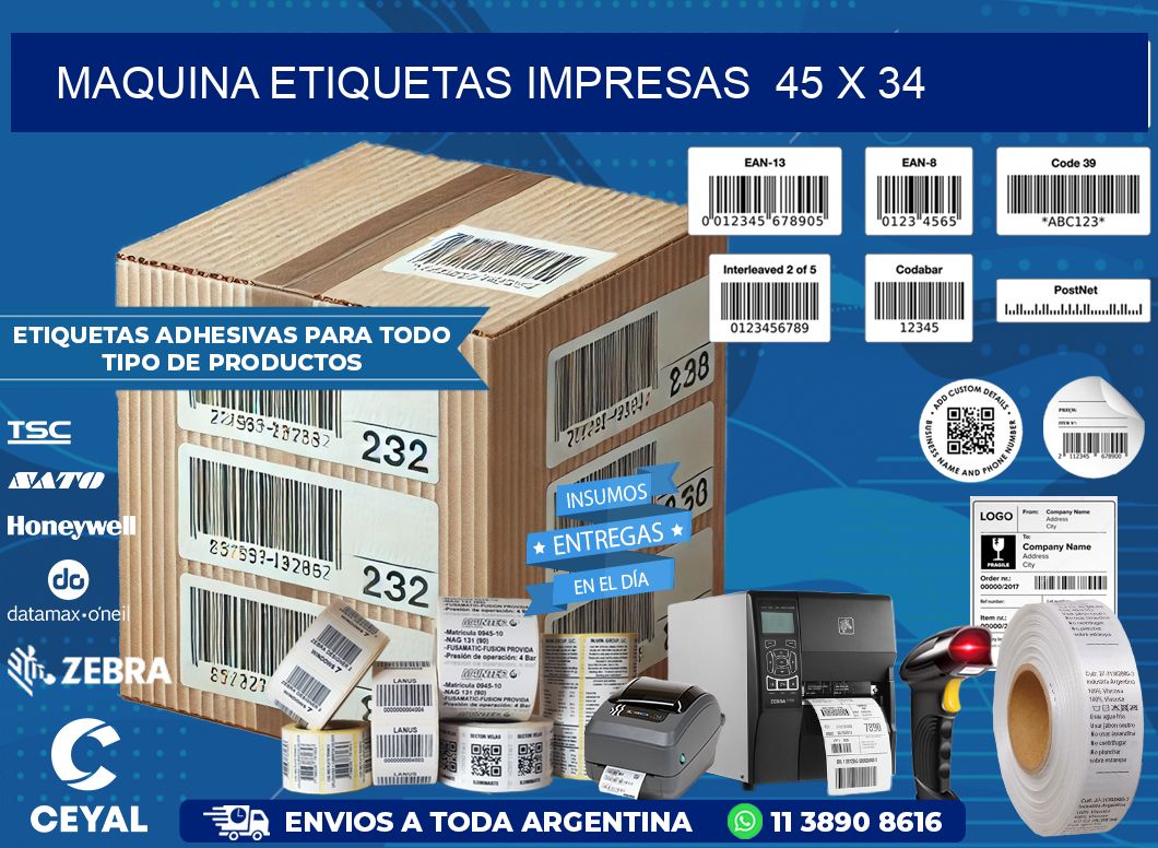 MAQUINA ETIQUETAS IMPRESAS  45 x 34