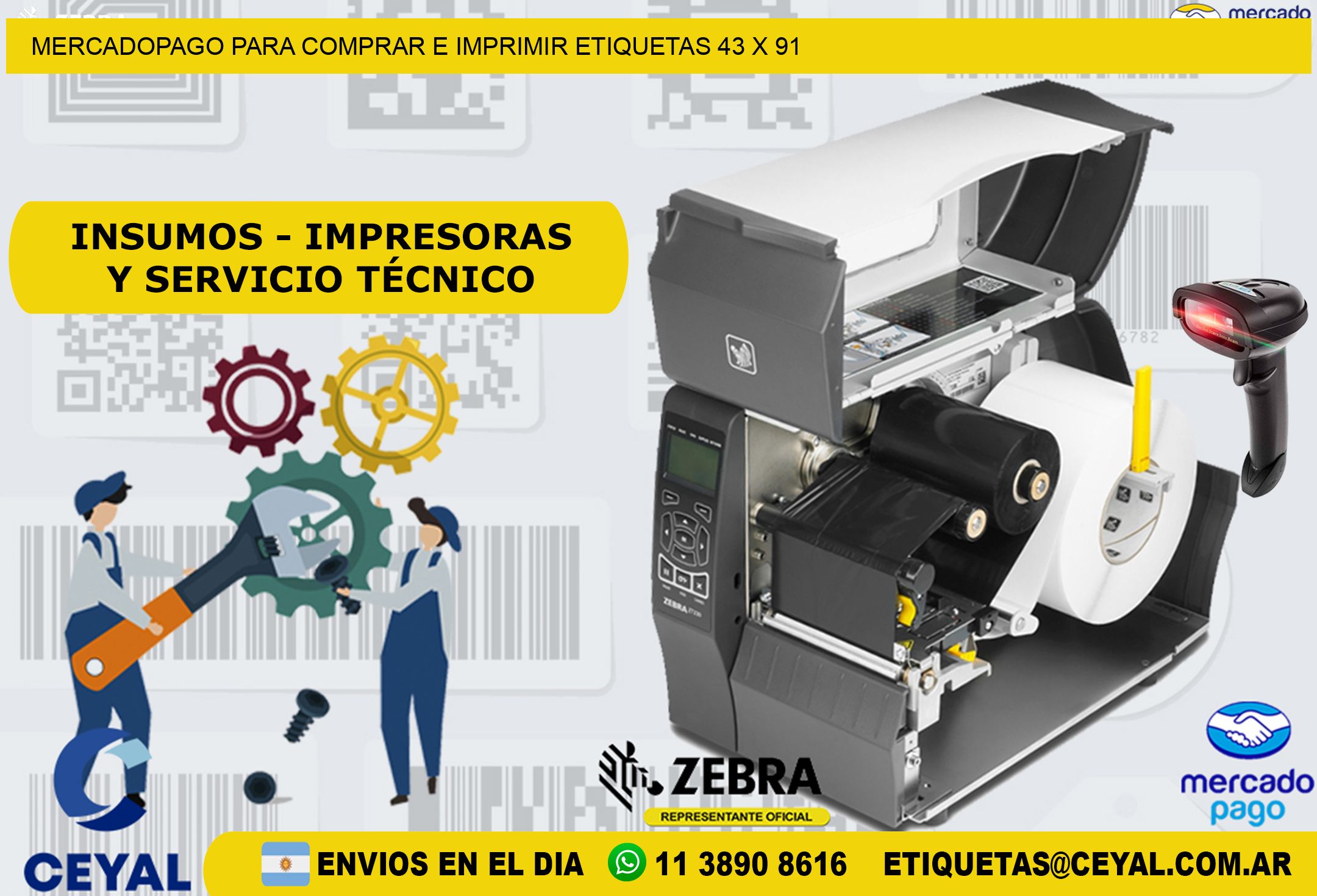 MERCADOPAGO PARA COMPRAR E IMPRIMIR ETIQUETAS 43 x 91