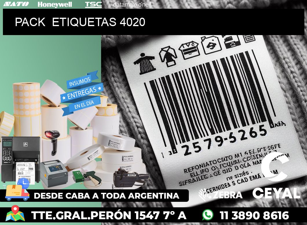 PACK  ETIQUETAS 4020