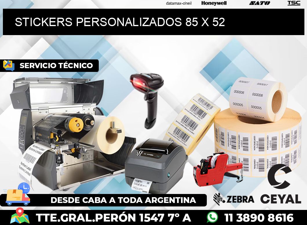 STICKERS PERSONALIZADOS 85 x 52