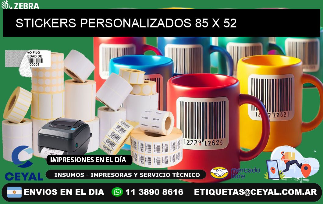 STICKERS PERSONALIZADOS 85 x 52