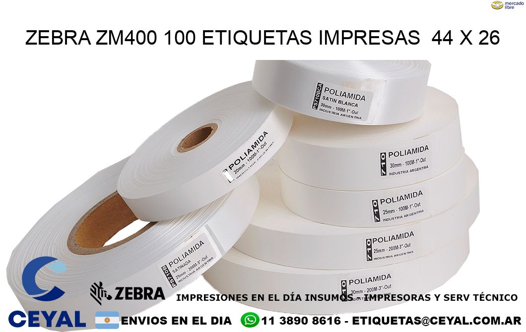 ZEBRA ZM400 100 ETIQUETAS IMPRESAS  44 x 26