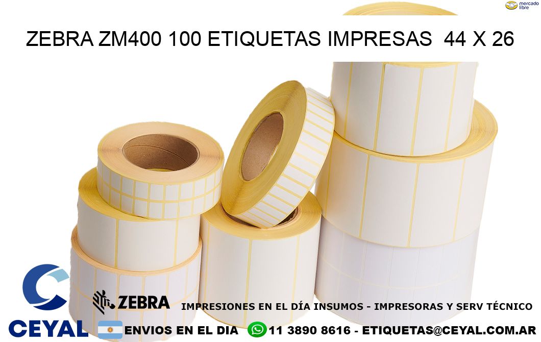 ZEBRA ZM400 100 ETIQUETAS IMPRESAS  44 x 26