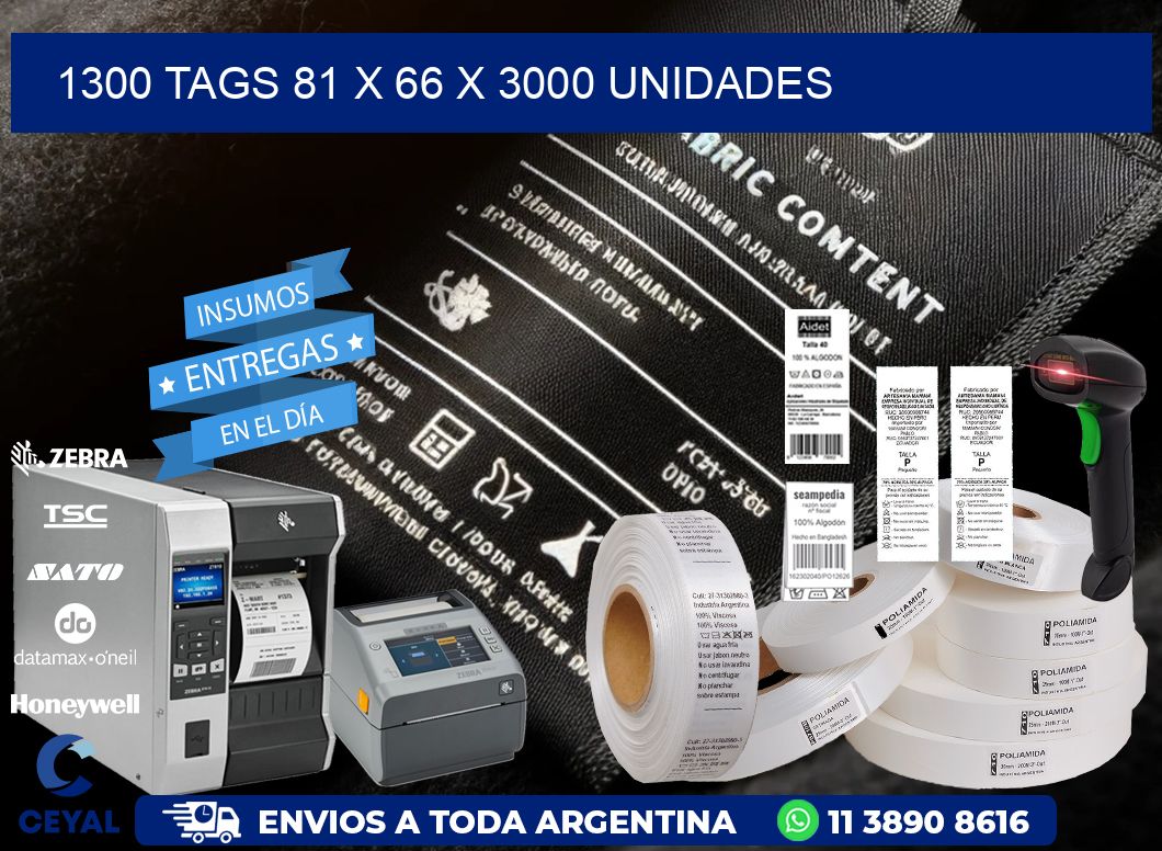 1300 TAGS 81 x 66 X 3000 UNIDADES