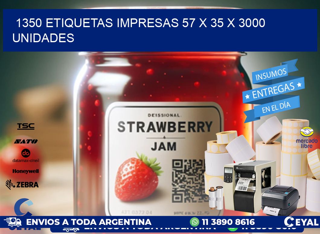 1350 ETIQUETAS IMPRESAS 57 x 35 X 3000 UNIDADES