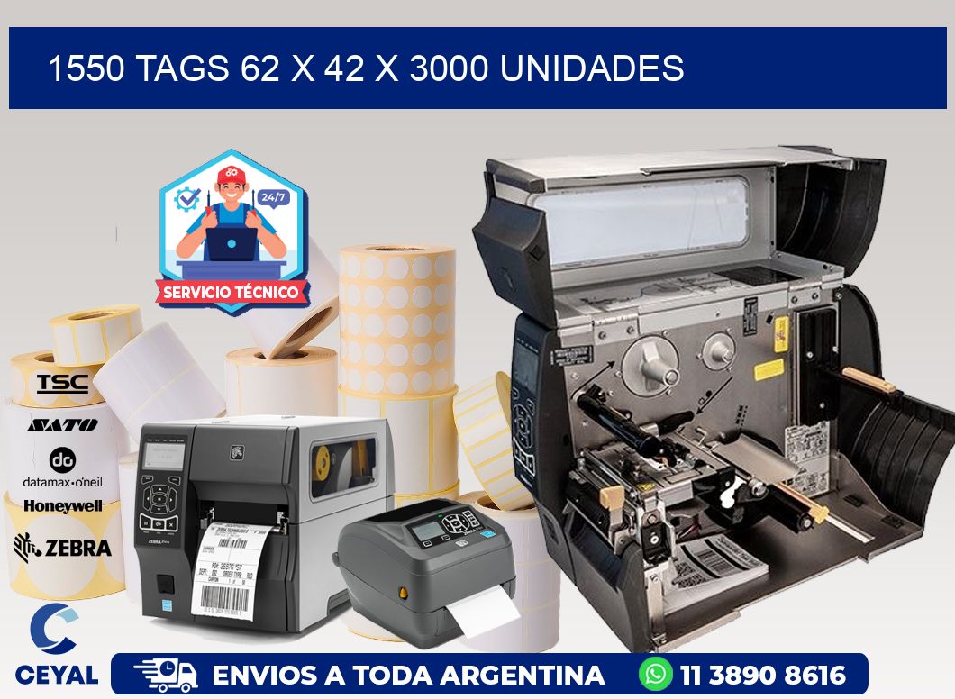 1550 TAGS 62 x 42 X 3000 UNIDADES