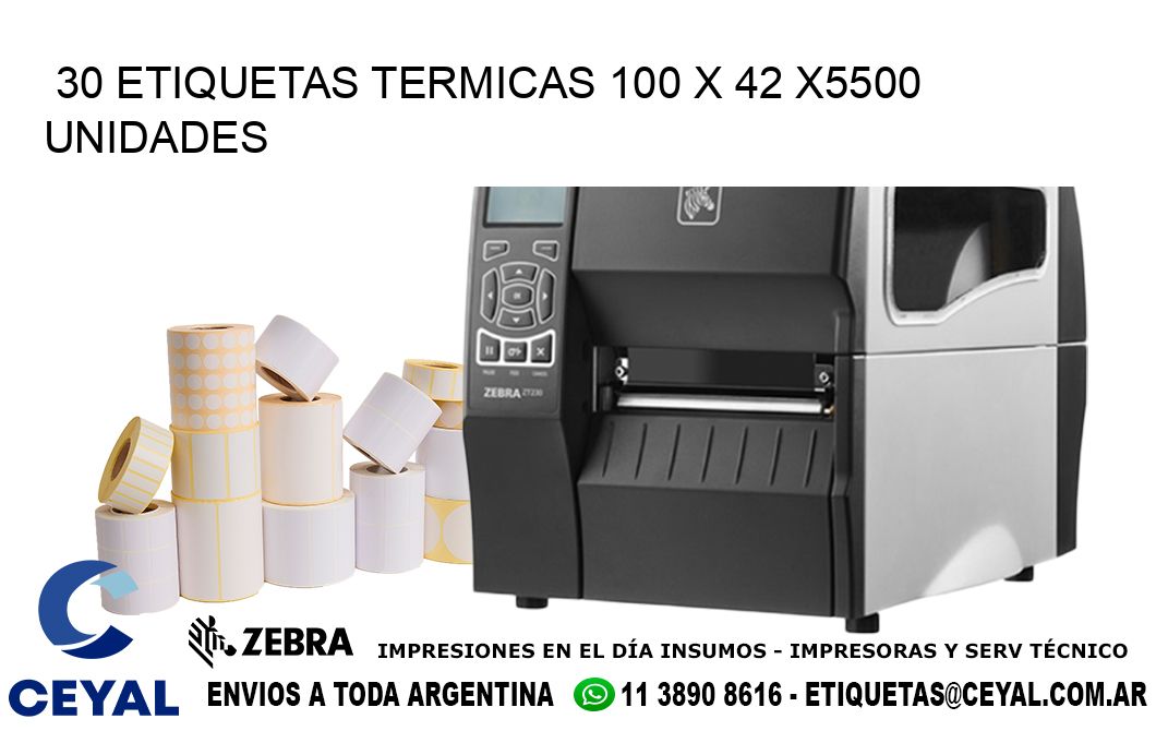 30 ETIQUETAS TERMICAS 100 x 42 X5500 UNIDADES