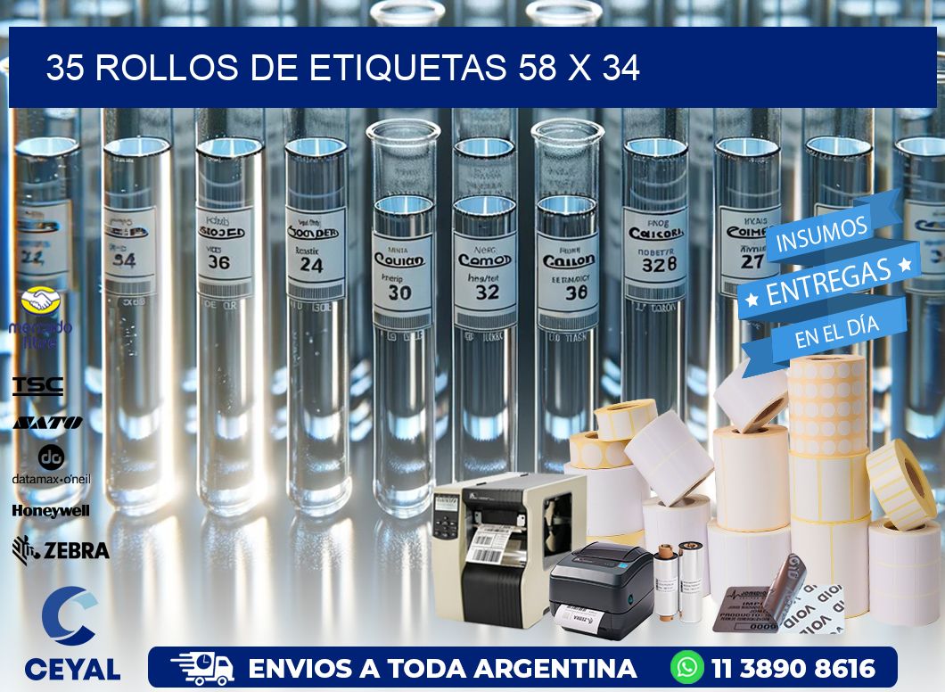 35 ROLLOS DE ETIQUETAS 58 x 34