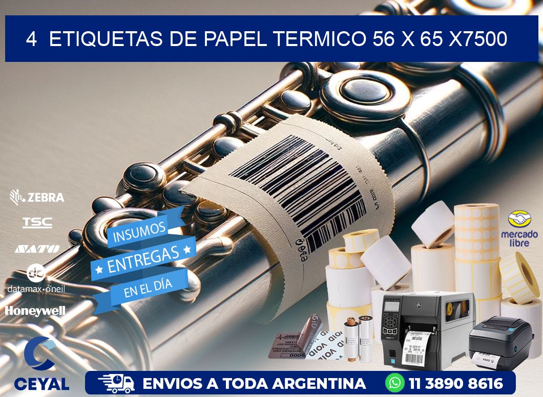 4  ETIQUETAS DE PAPEL TERMICO 56 x 65 X7500