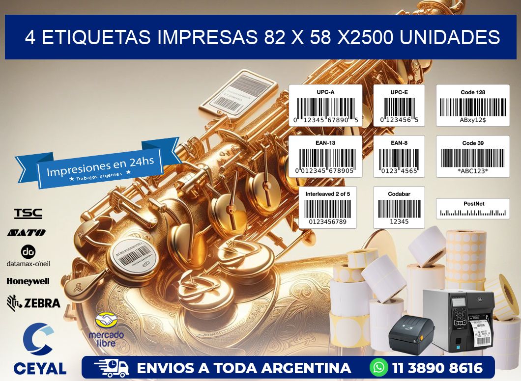 4 ETIQUETAS IMPRESAS 82 x 58 X2500 UNIDADES