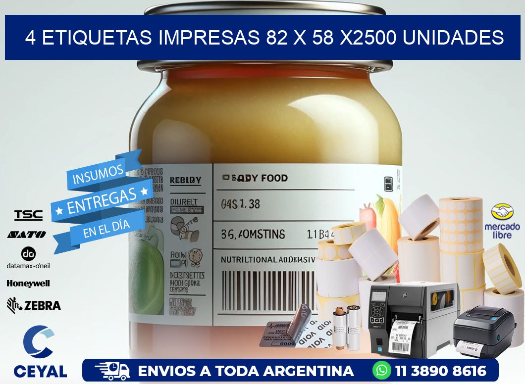 4 ETIQUETAS IMPRESAS 82 x 58 X2500 UNIDADES