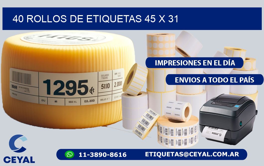 40 ROLLOS DE ETIQUETAS 45 x 31