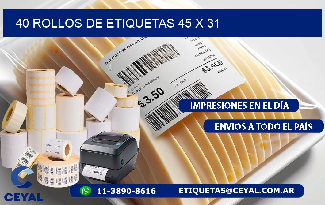 40 ROLLOS DE ETIQUETAS 45 x 31