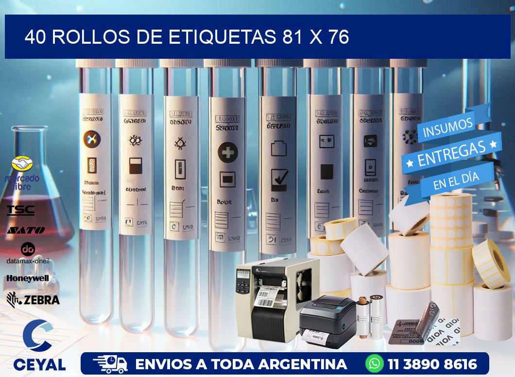 40 ROLLOS DE ETIQUETAS 81 x 76