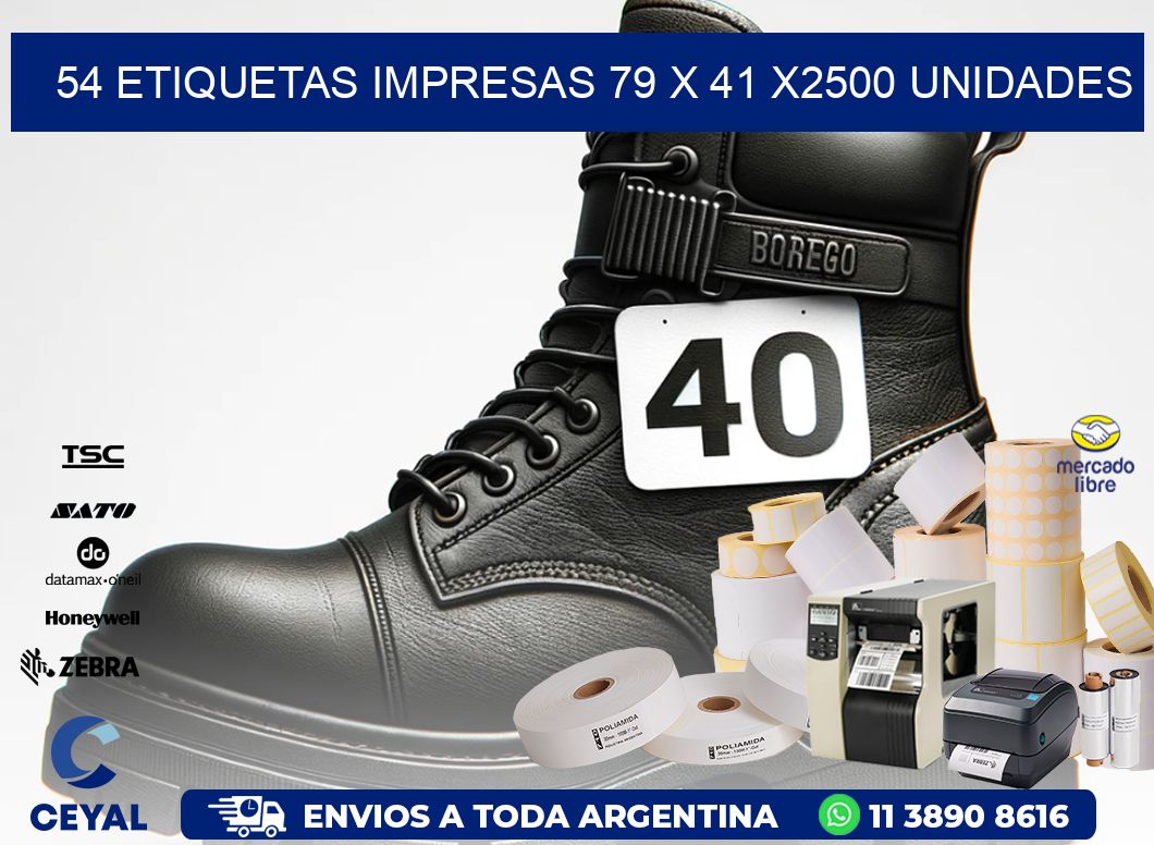 54 ETIQUETAS IMPRESAS 79 x 41 X2500 UNIDADES