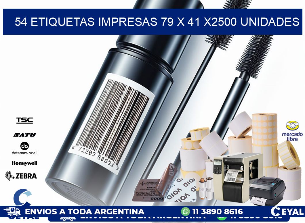 54 ETIQUETAS IMPRESAS 79 x 41 X2500 UNIDADES