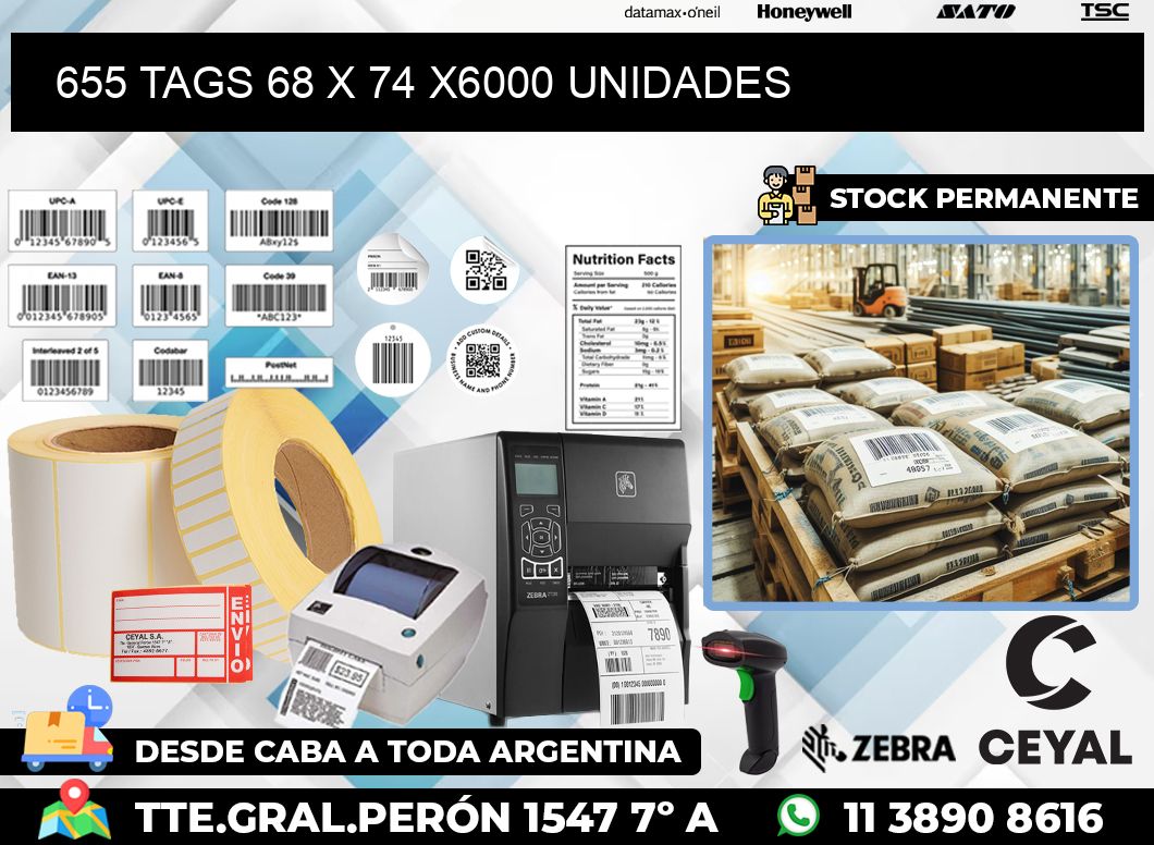 655 TAGS 68 x 74 X6000 UNIDADES