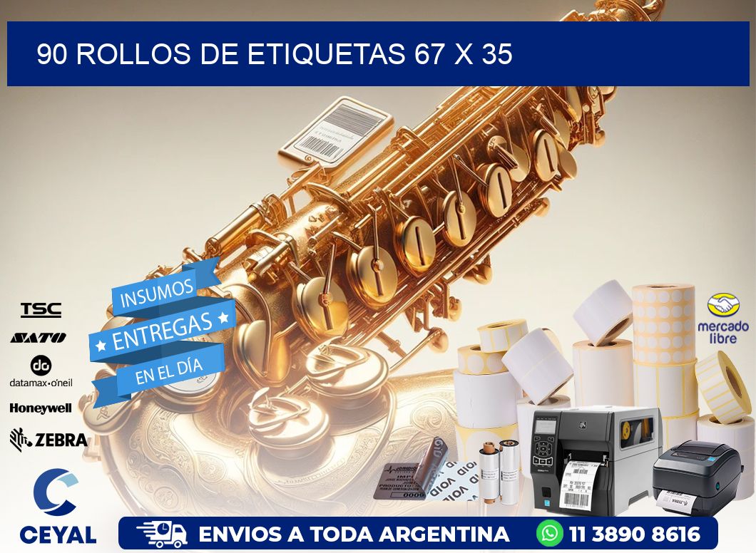 90 ROLLOS DE ETIQUETAS 67 x 35