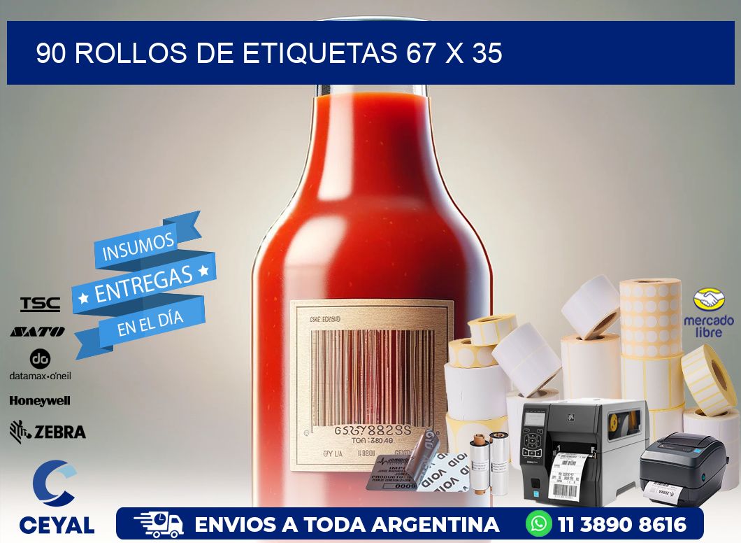 90 ROLLOS DE ETIQUETAS 67 x 35