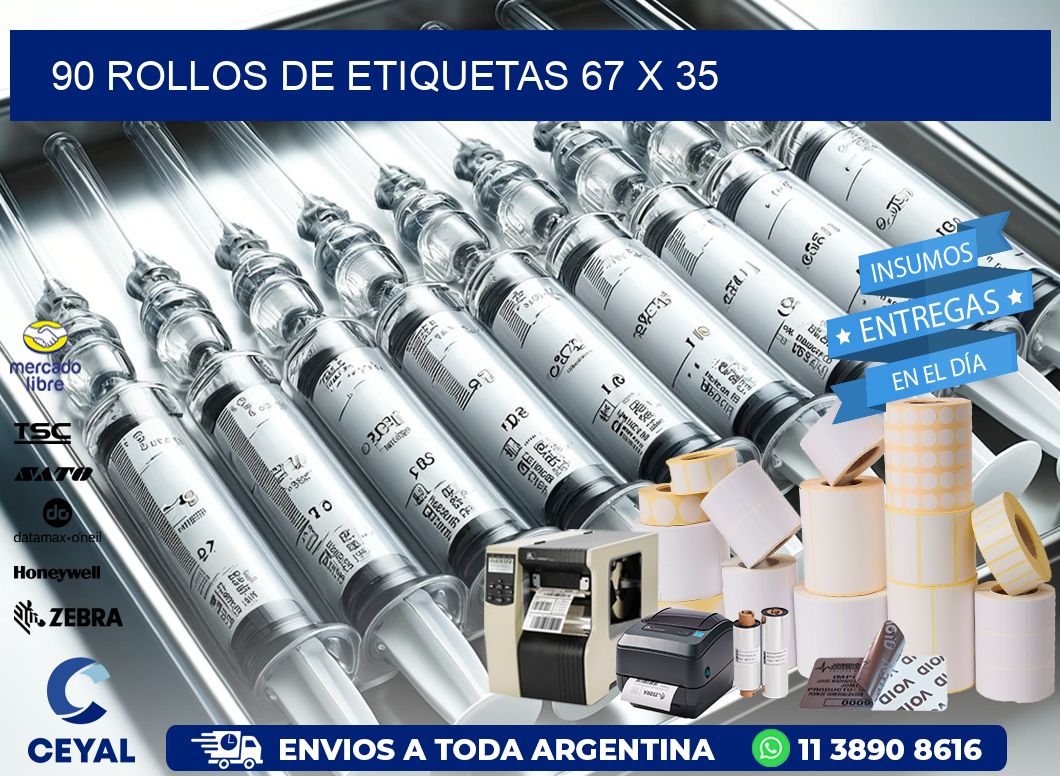 90 ROLLOS DE ETIQUETAS 67 x 35