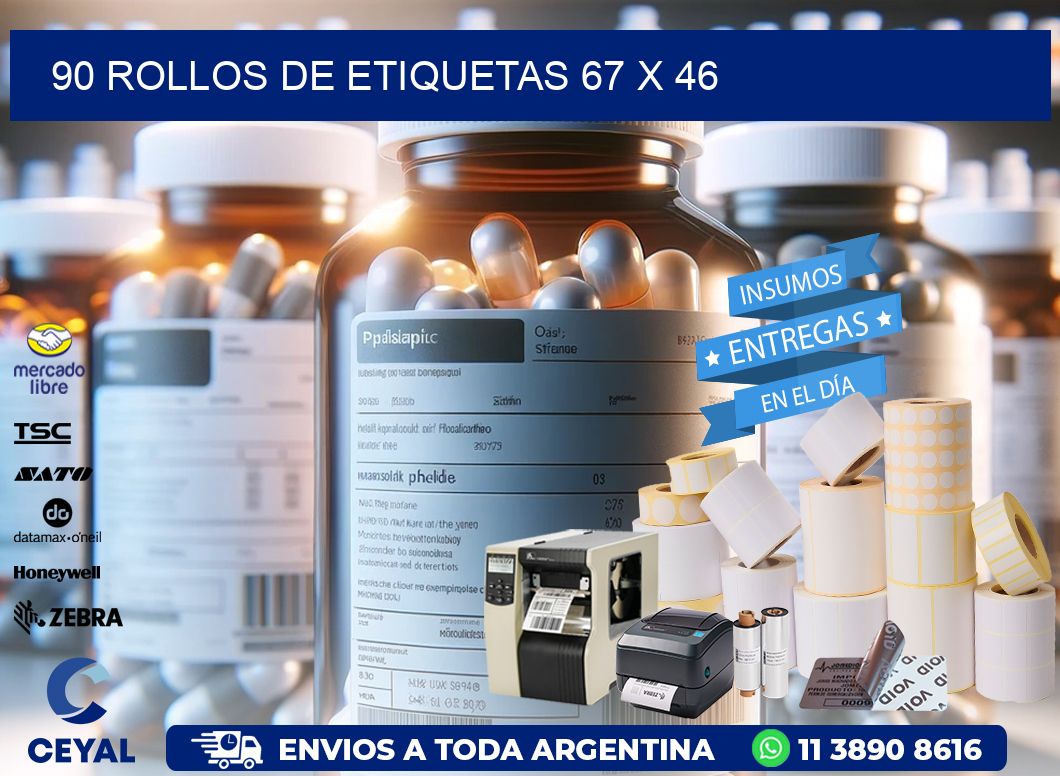 90 ROLLOS DE ETIQUETAS 67 x 46