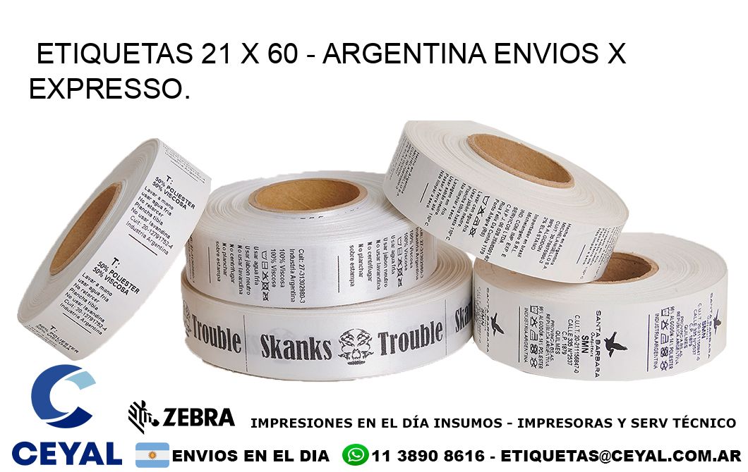 ETIQUETAS 21 x 60 - ARGENTINA ENVIOS X EXPRESSO.