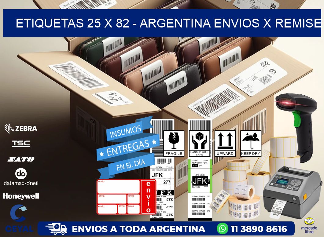 ETIQUETAS 25 x 82 - ARGENTINA ENVIOS X REMISE