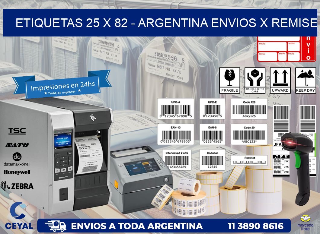 ETIQUETAS 25 x 82 - ARGENTINA ENVIOS X REMISE