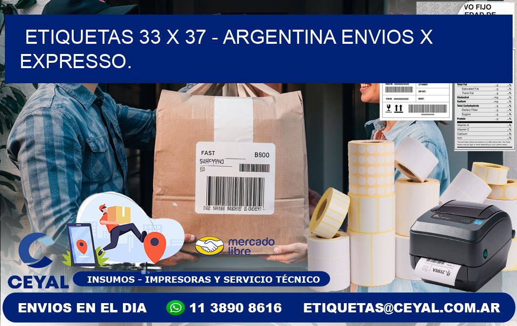 ETIQUETAS 33 x 37 - ARGENTINA ENVIOS X EXPRESSO.