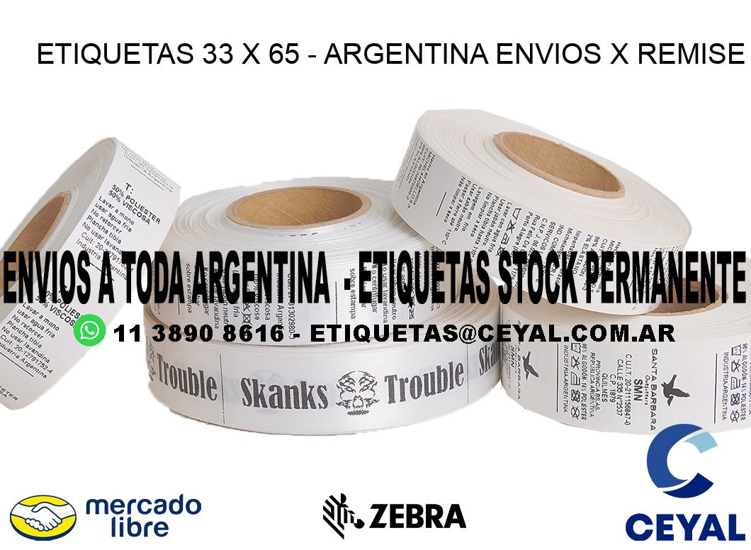 ETIQUETAS 33 x 65 - ARGENTINA ENVIOS X REMISE