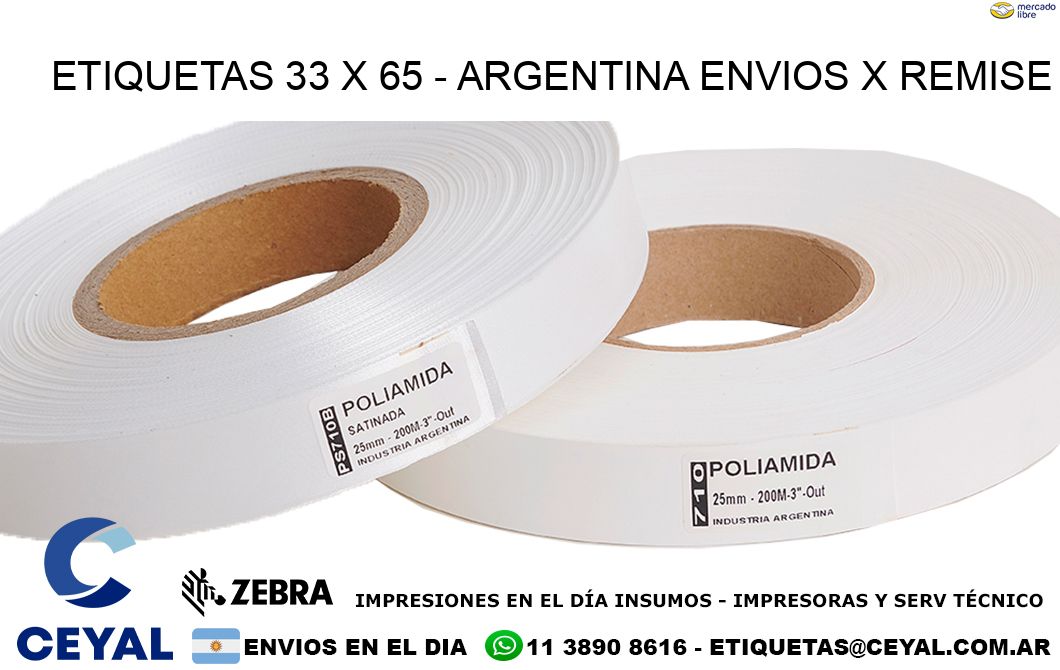 ETIQUETAS 33 x 65 - ARGENTINA ENVIOS X REMISE