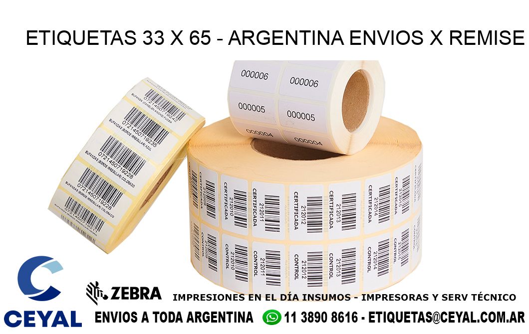 ETIQUETAS 33 x 65 - ARGENTINA ENVIOS X REMISE