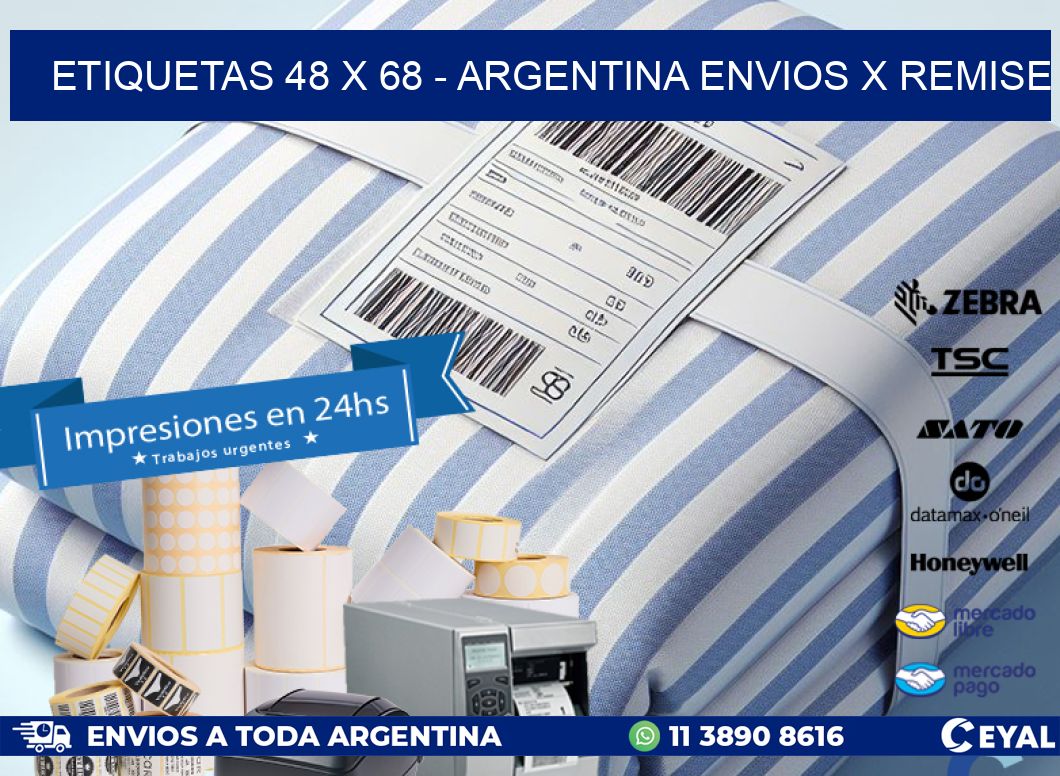 ETIQUETAS 48 x 68 - ARGENTINA ENVIOS X REMISE