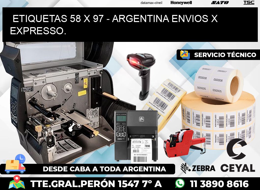 ETIQUETAS 58 x 97 - ARGENTINA ENVIOS X EXPRESSO.