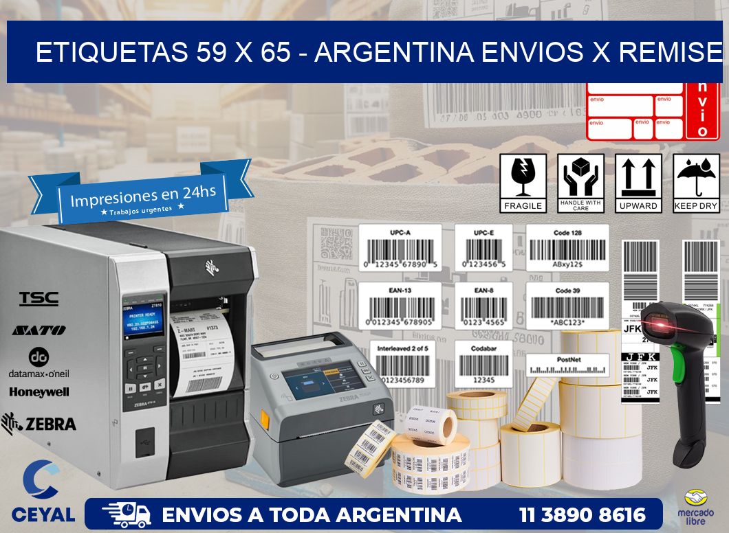 ETIQUETAS 59 x 65 - ARGENTINA ENVIOS X REMISE