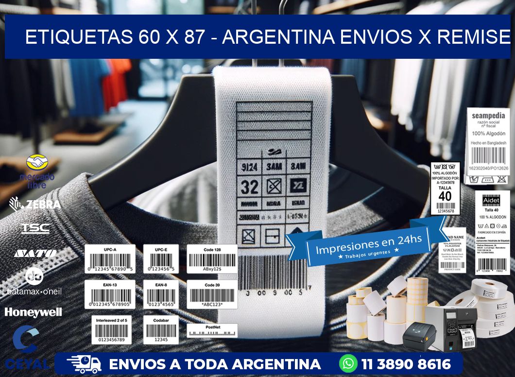 ETIQUETAS 60 x 87 - ARGENTINA ENVIOS X REMISE