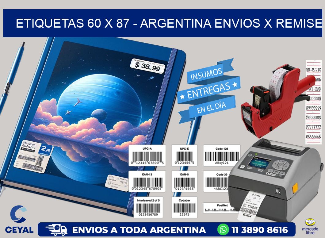 ETIQUETAS 60 x 87 - ARGENTINA ENVIOS X REMISE