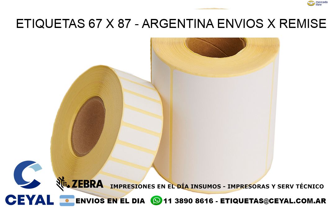 ETIQUETAS 67 x 87 - ARGENTINA ENVIOS X REMISE